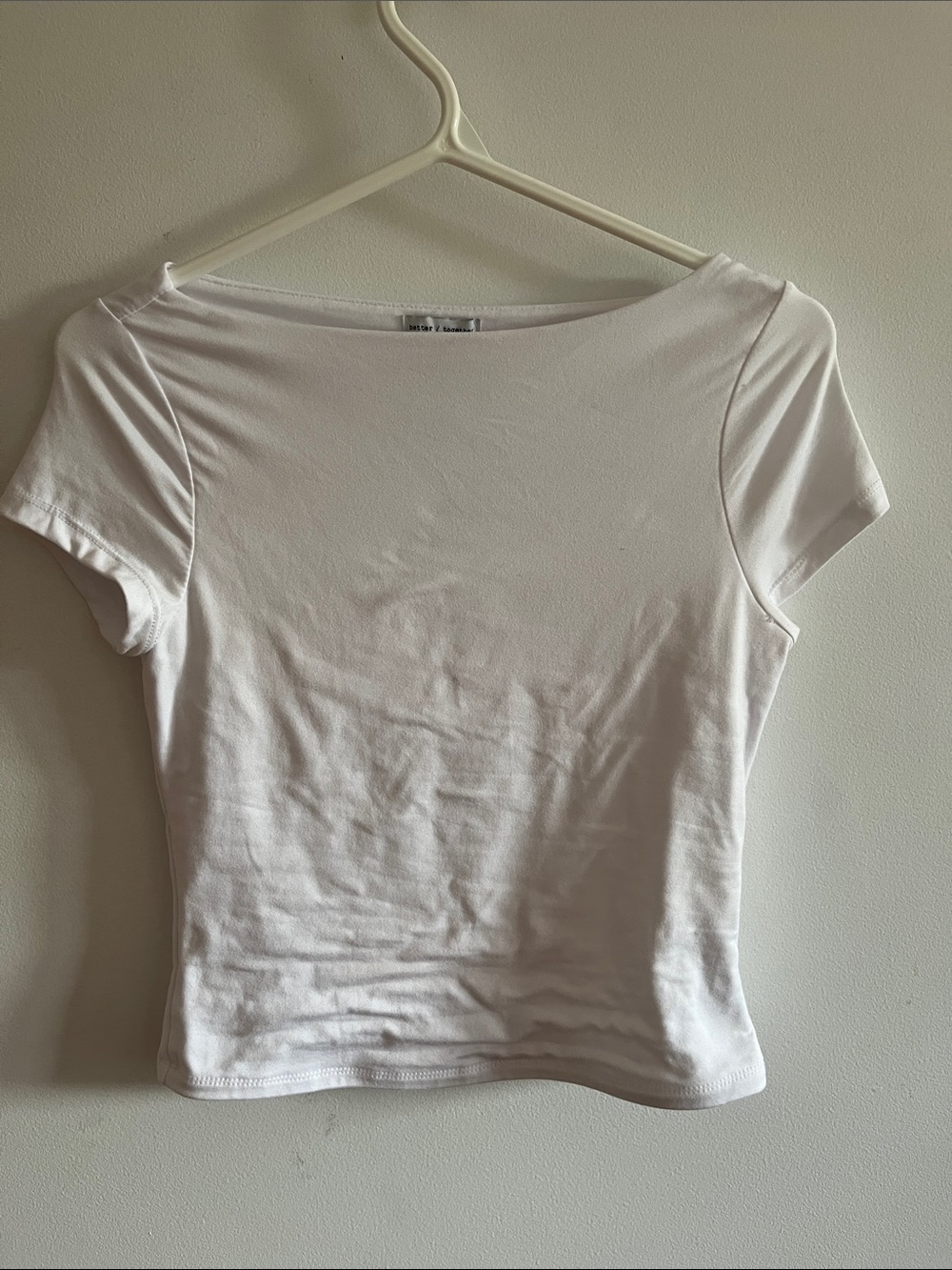 Women's White Short Sleeve Boatneck Tee